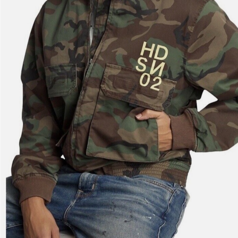 HUDSON CAMOUFLAGE LOGO BOMBER- size large  
New with tag